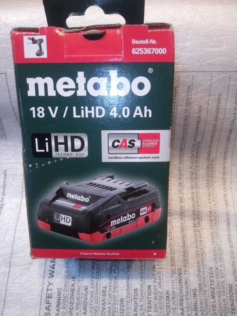 Metabo 18 v-li HD 4.0 Ah akumulator nowy oryginał