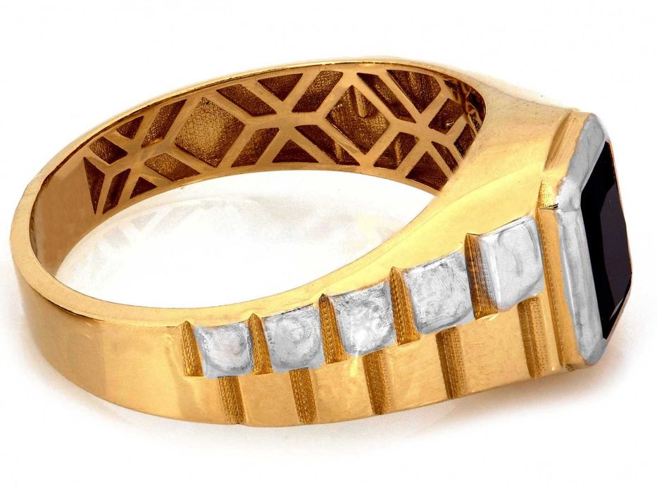 Nowy męski sygnet złoty z prostokątnym onyksem PR 585 R24