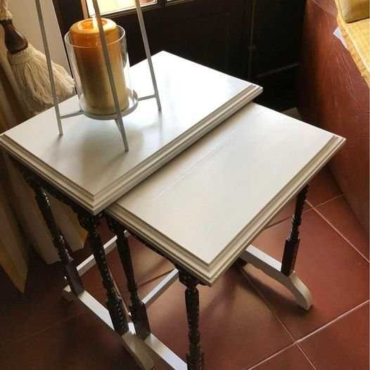 Two hand-painted side tables, see pictures