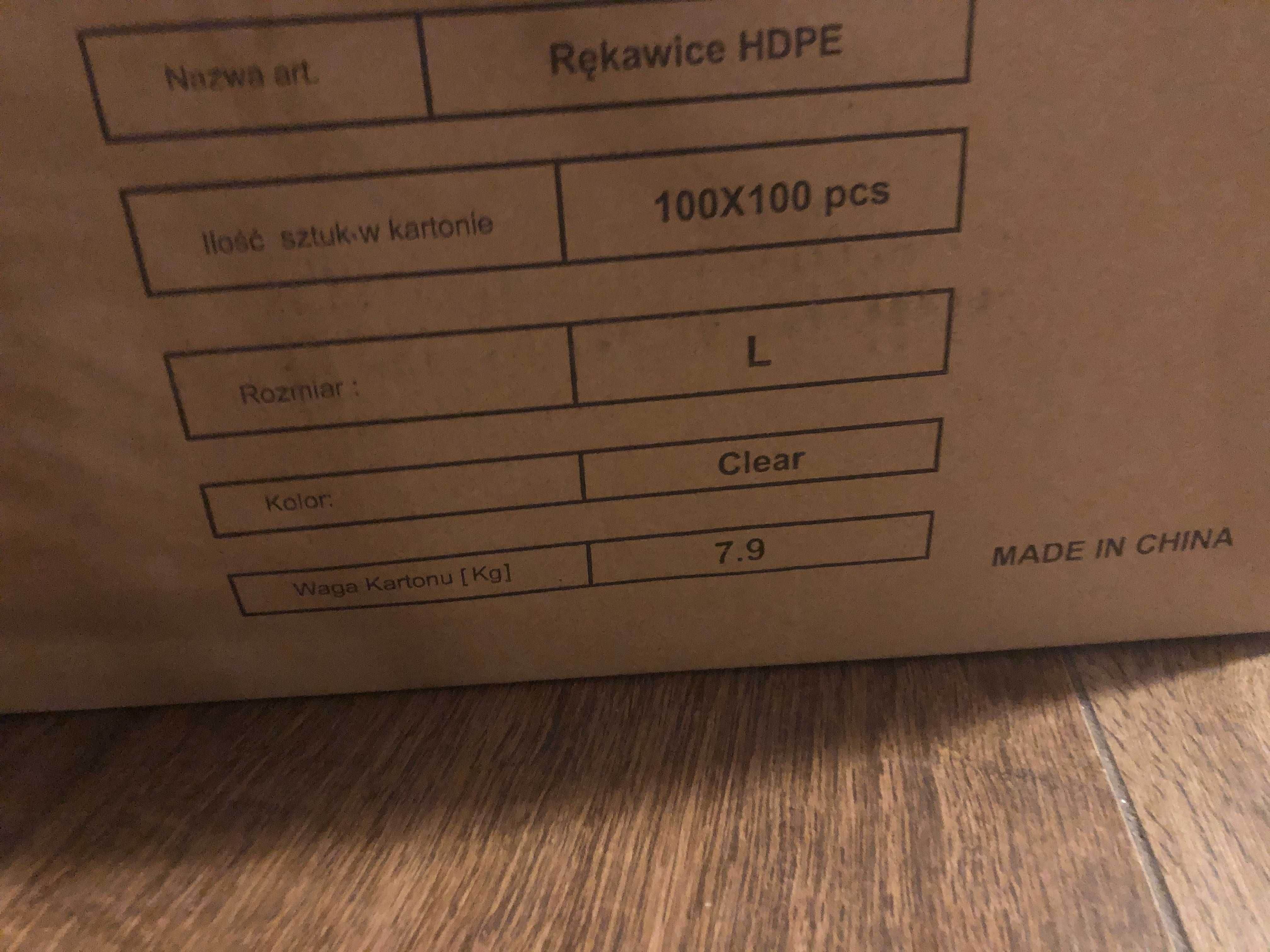 Rękawice foliowe HDPE z zawieszką karton 10 000 sztuk