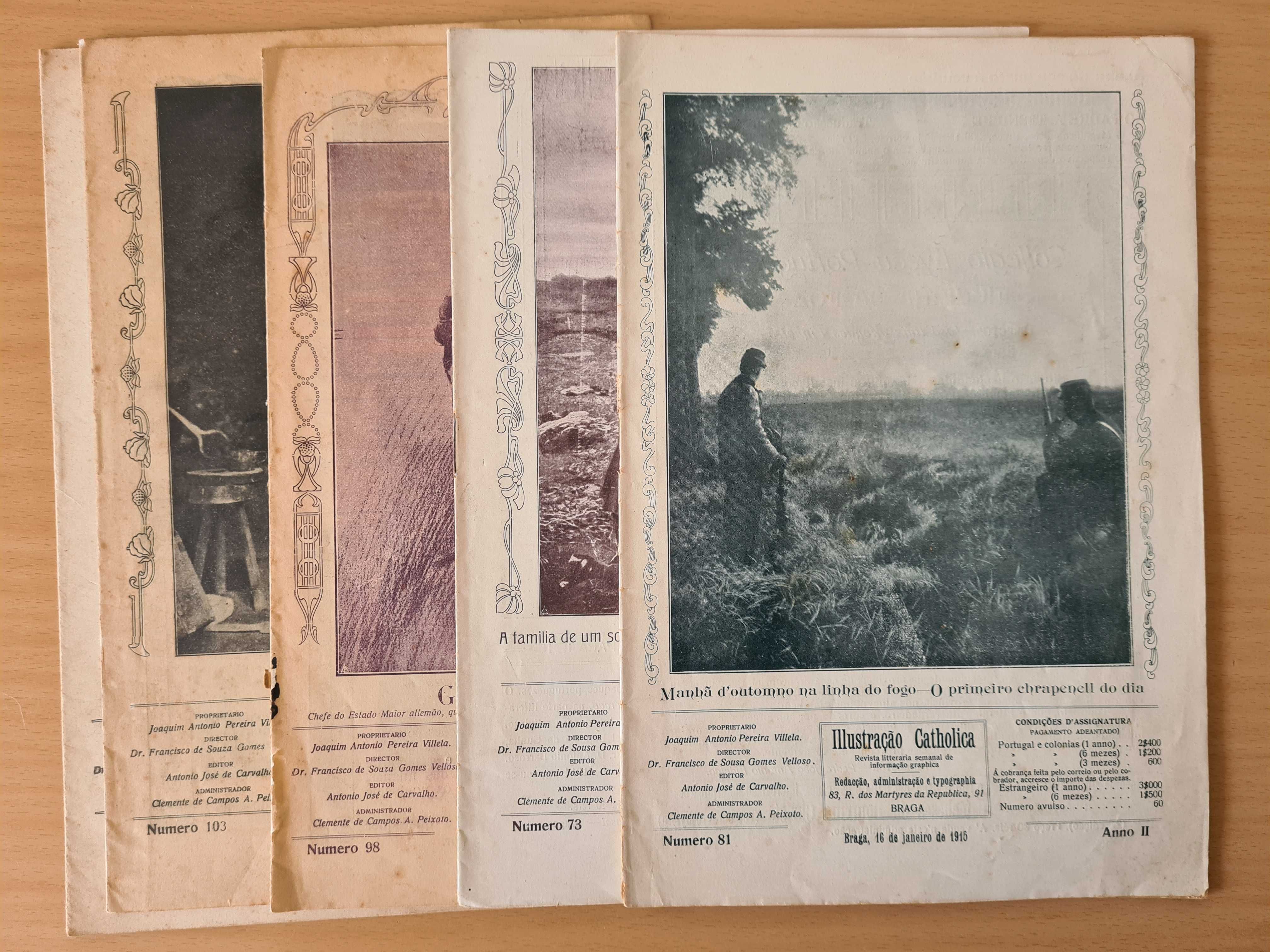 5 números da antiga revista "Ilustração Católica" de 1914 a 1918