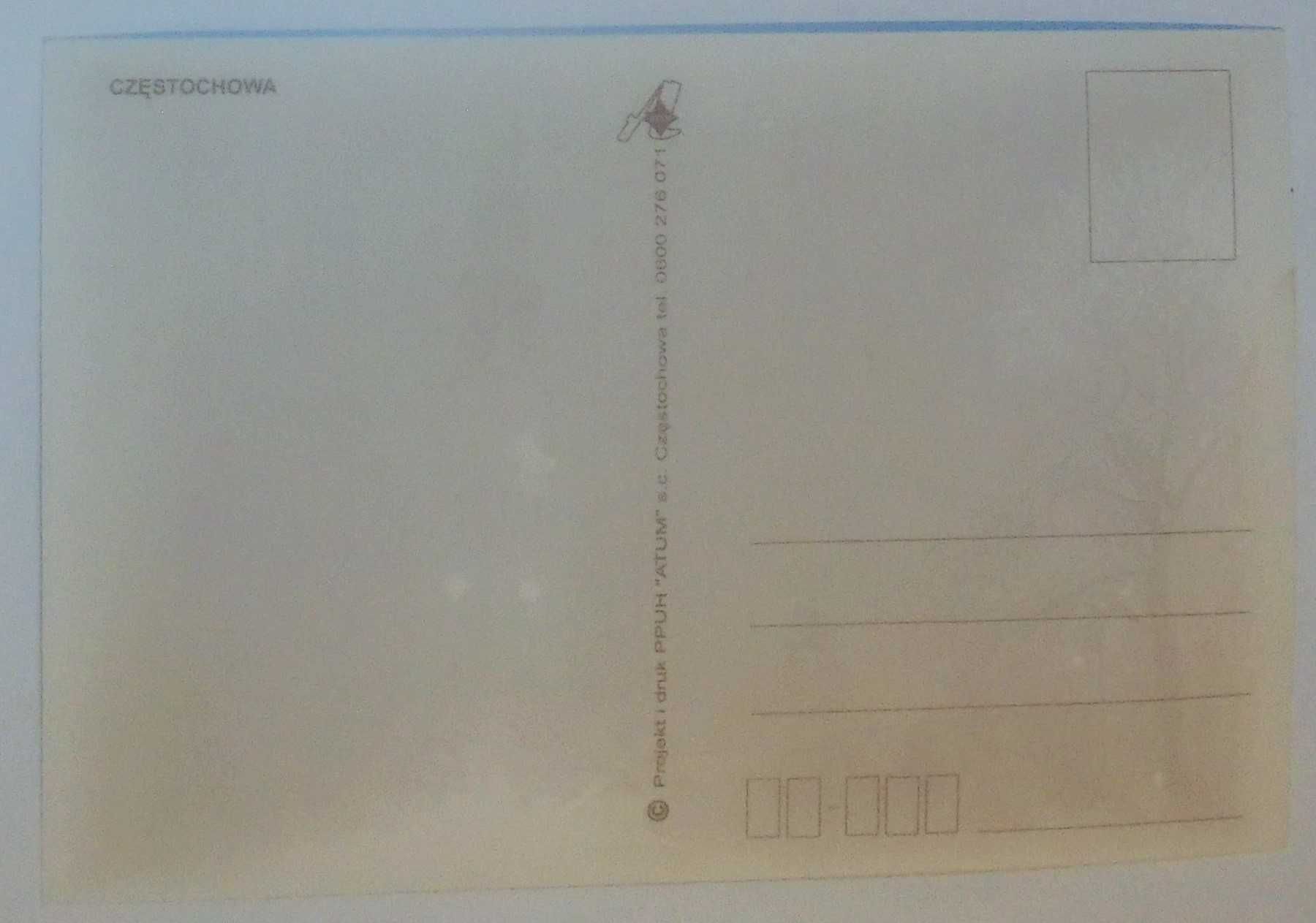 Pocztówka Częstochowa Herb ( stary) Mapka Znak wodny Atum