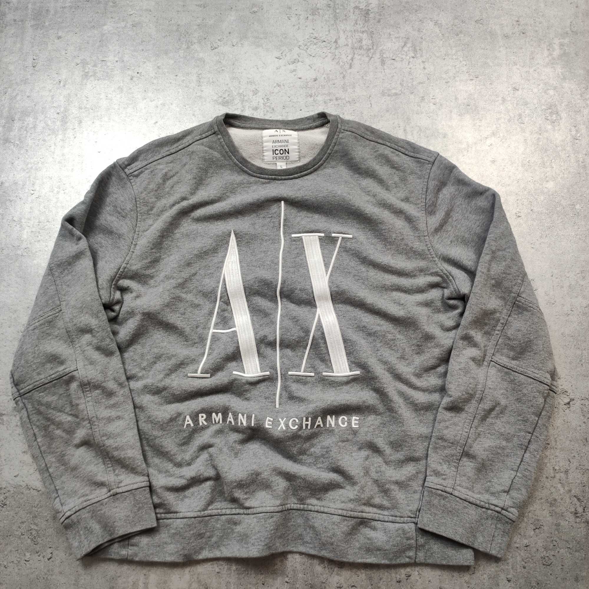 DAMSKA Bluza PREMIUM Haft Logo Emporio Armani Exchange Szara Crewneck