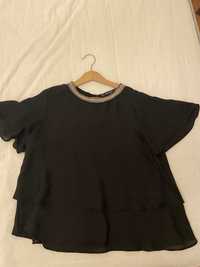 Top preto com missangas - ZARA