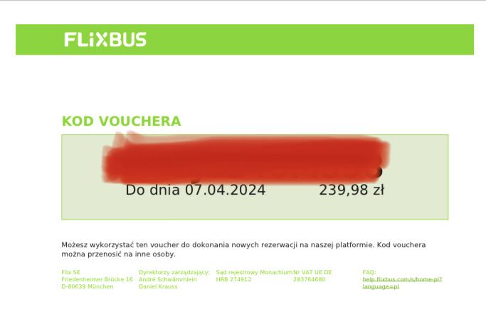 Voucher Flixbus na 240 zł do 4.2024
