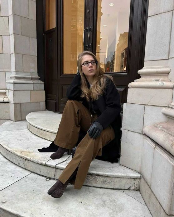 Коричневые замшевые ботильоны Maison Margiela Tabi коричневі замшеві