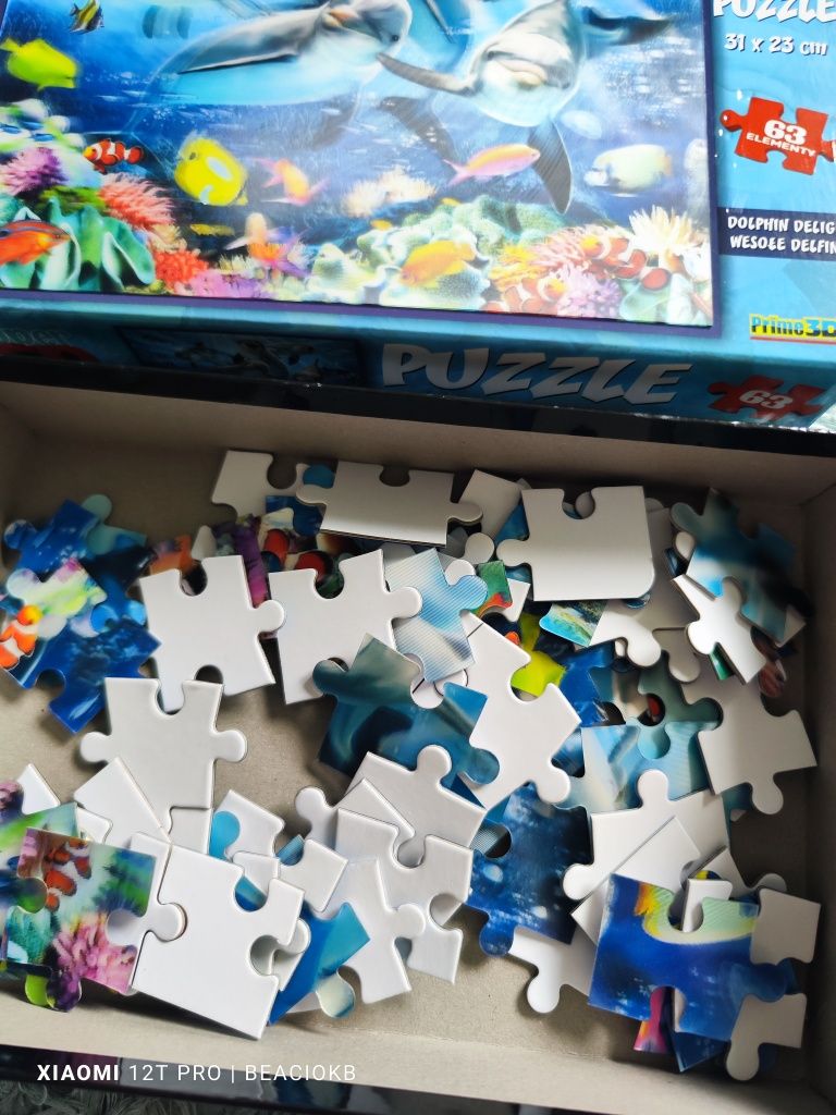Puzzle 3D DELFINY, 63 elementy.