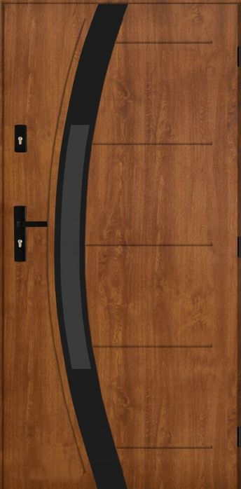 Drzwi KACPRZAK 90x200 Drzwi Zewnętrzne Saturn 03 Złoty dąb Prawe