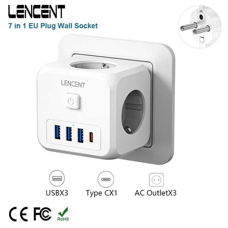 Powercube listwa zasilająca LENCENT 7 w 1 USB