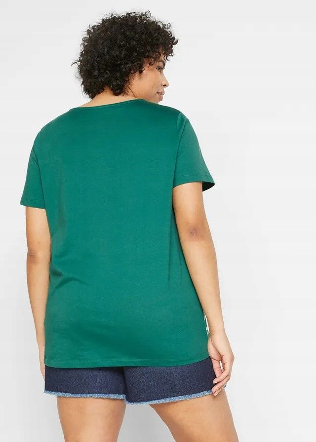 B.P.C zielony t-shirt bawełniany z nadrukiem ^40/42