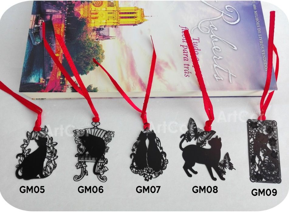 Marcador de livro Metálico - Silhueta de gato [NOVOS] (Portes grátis)