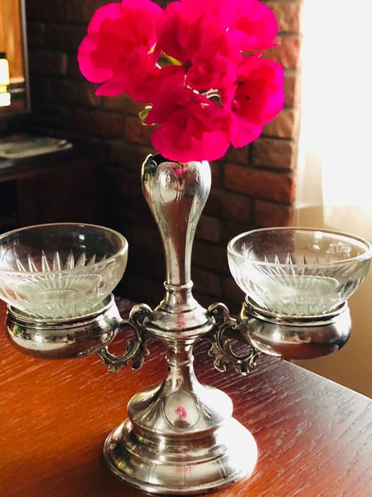 Piękny Kabaret srebrny do przypraw Wiedeń Pr 800 XIX wiek