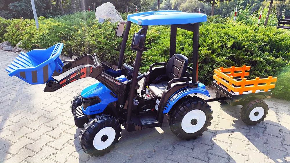 Ogromny Traktor Na Akumulator Dla Dziecka 24V + Przyczepka + Łyżka