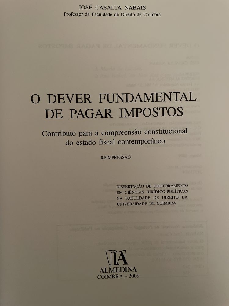 O Dever Fundamental de Pagar Impostos : José Casalta Nabais