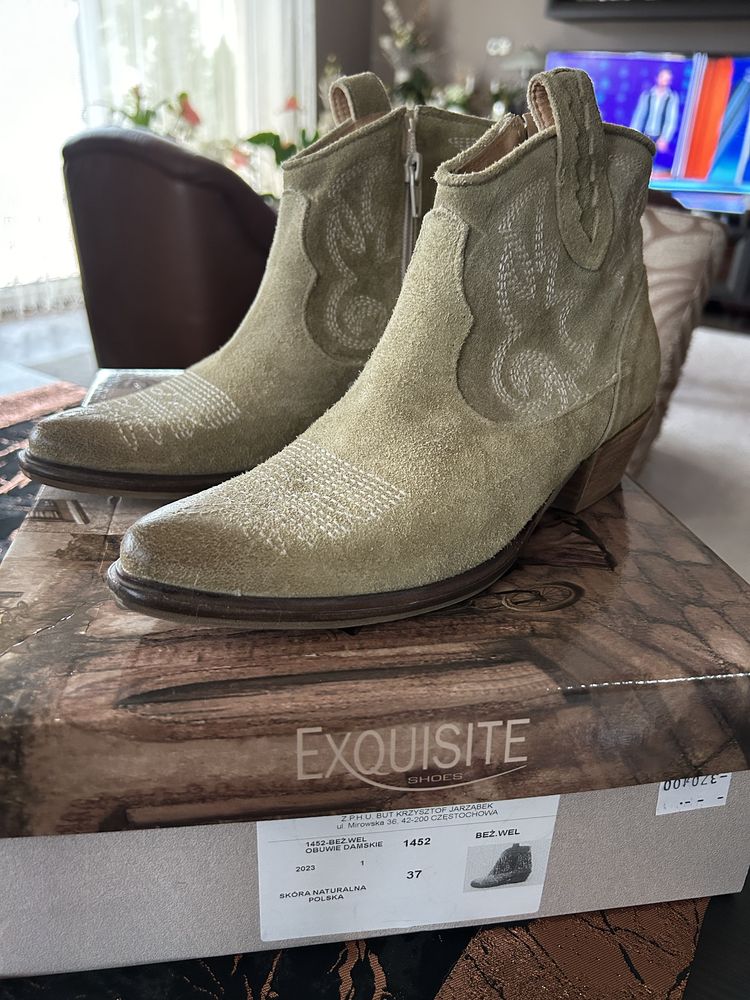 Buty kowbojki VENEZIA zamszowe r. 37