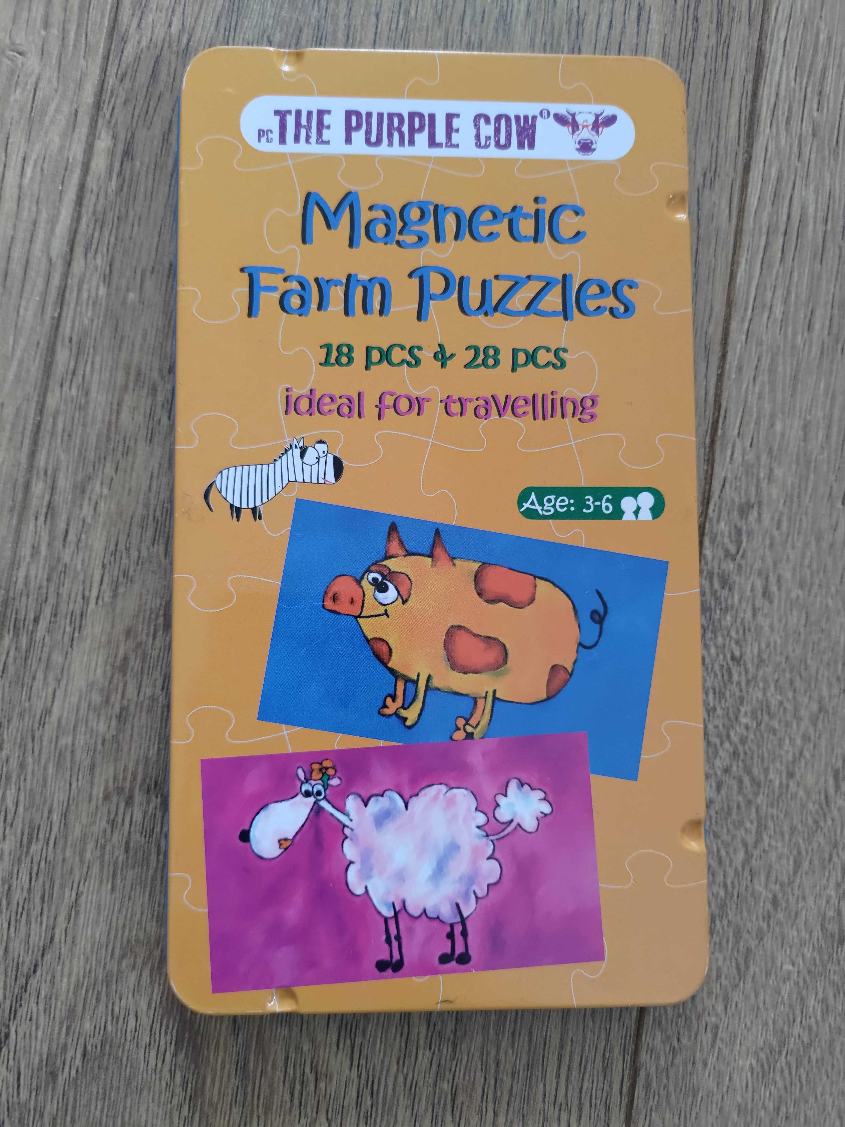 Purple Cow układanka magnetyczna, puzzle farma
