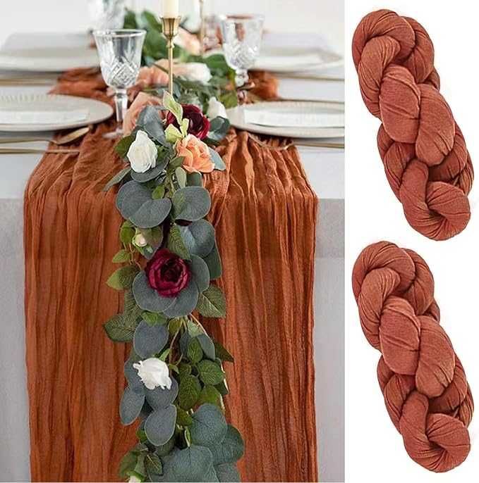 Zestaw 2 bieżników stołowych 90x300 cm Terracotta – dekoracja ślubna