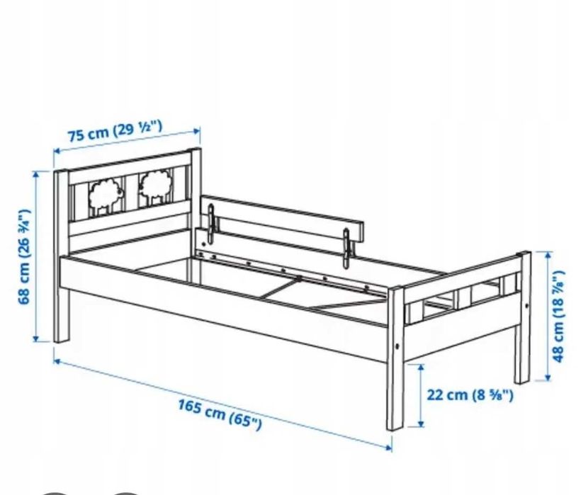 Łóżko dziecięce IKEA KRITTER 70x160 cm Białe. Pełen zestaw / stan bdb.