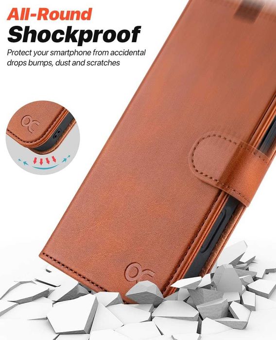 OCASE skórzane etui iPhone 16 Pro Max portfel jasny brązowy 2w1+ pasek