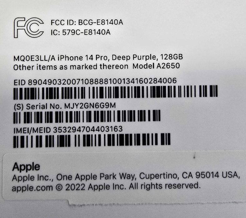 Apple iPhone 14 Pro 128 GB w kolorze Deep Purple