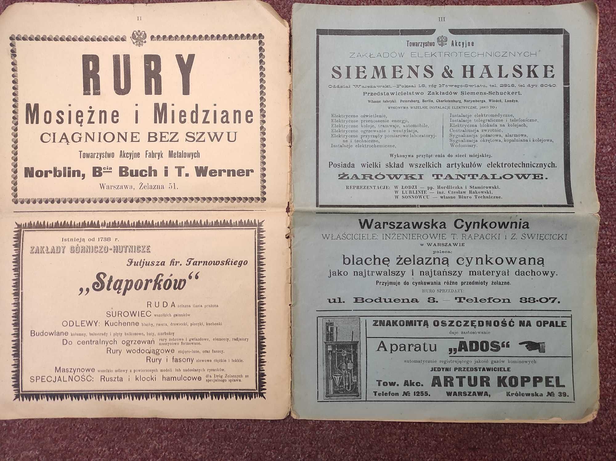 Gazeta Przemysłowo - Handlowa 1908 r. Organ Koła Przemysłowców