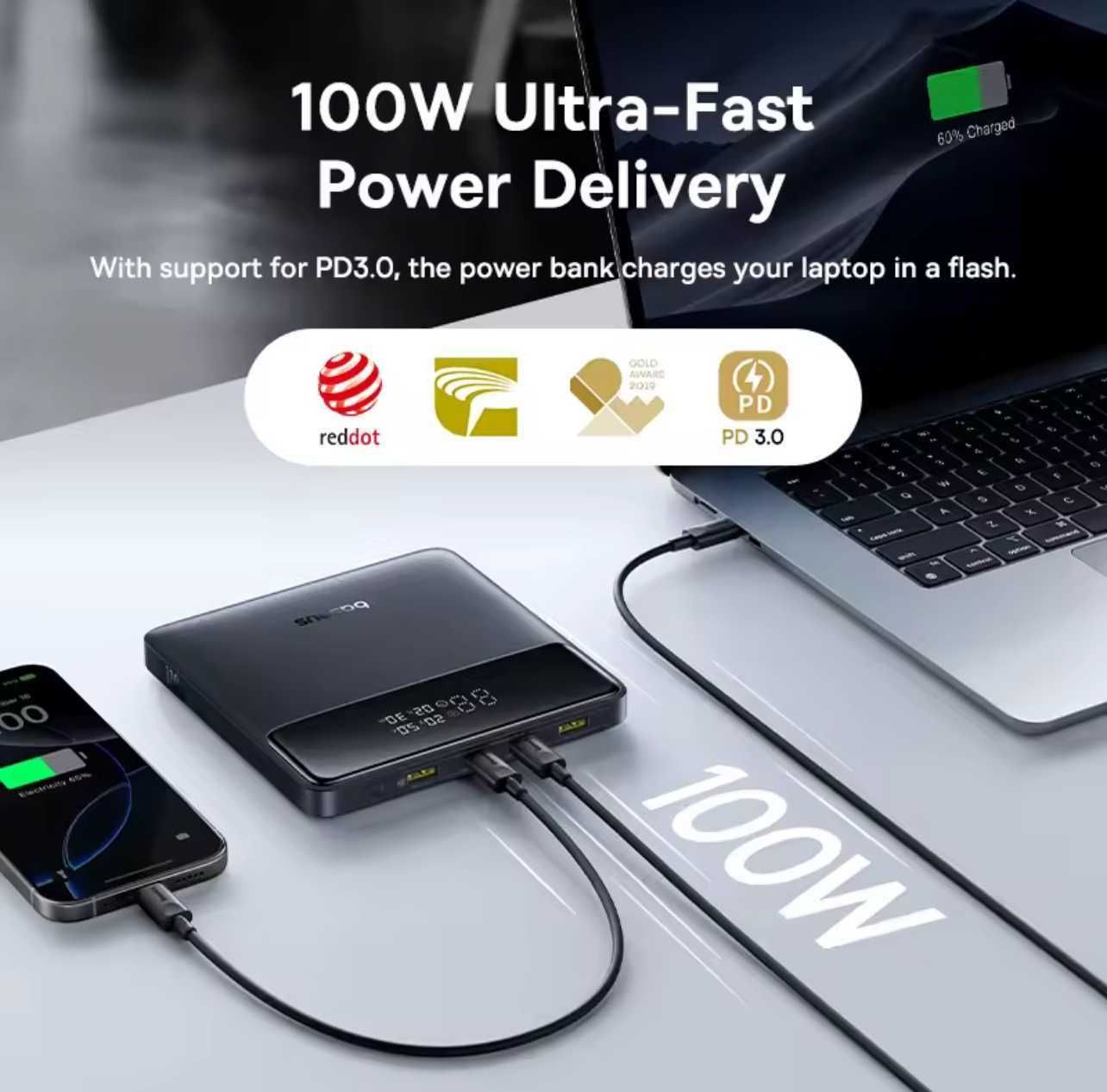 Power Bank Baseus Blade H1 100W 20000mAh.  Baseus 145W 20800mAh