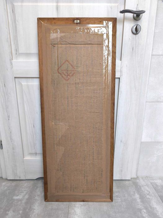 Lustro vintage retro PRL, drewniana rama, wymiar 110,5 x 44 cm