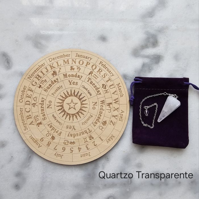 Kits Radiestesia Placa Madeira + Pêndulo