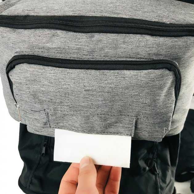 Сумка на коляску BabyGo водоотталкивающая с карабинами серая 30×18×13