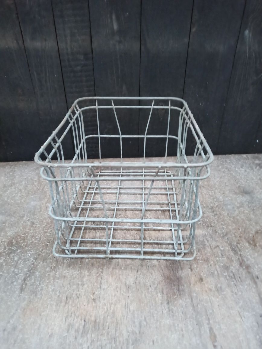 Kosz koszyk metalowy ocynkowany PRL