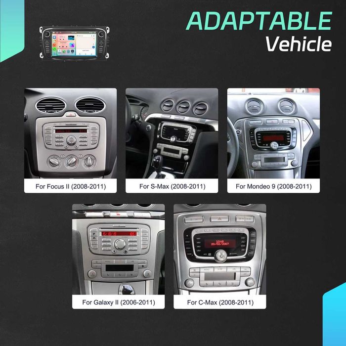 Rádio Android 15 Ford Focus S-Max Mondeo Galaxy 6/128GB Carplay GPS