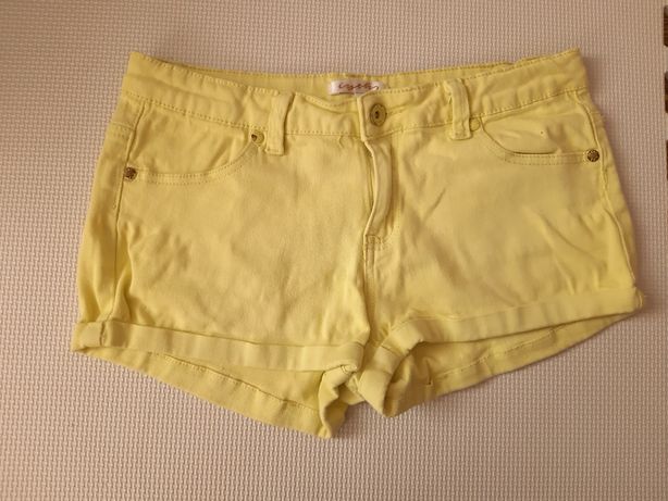 Cytrynowe szorty spodenki jeansowe żółte xs s 164