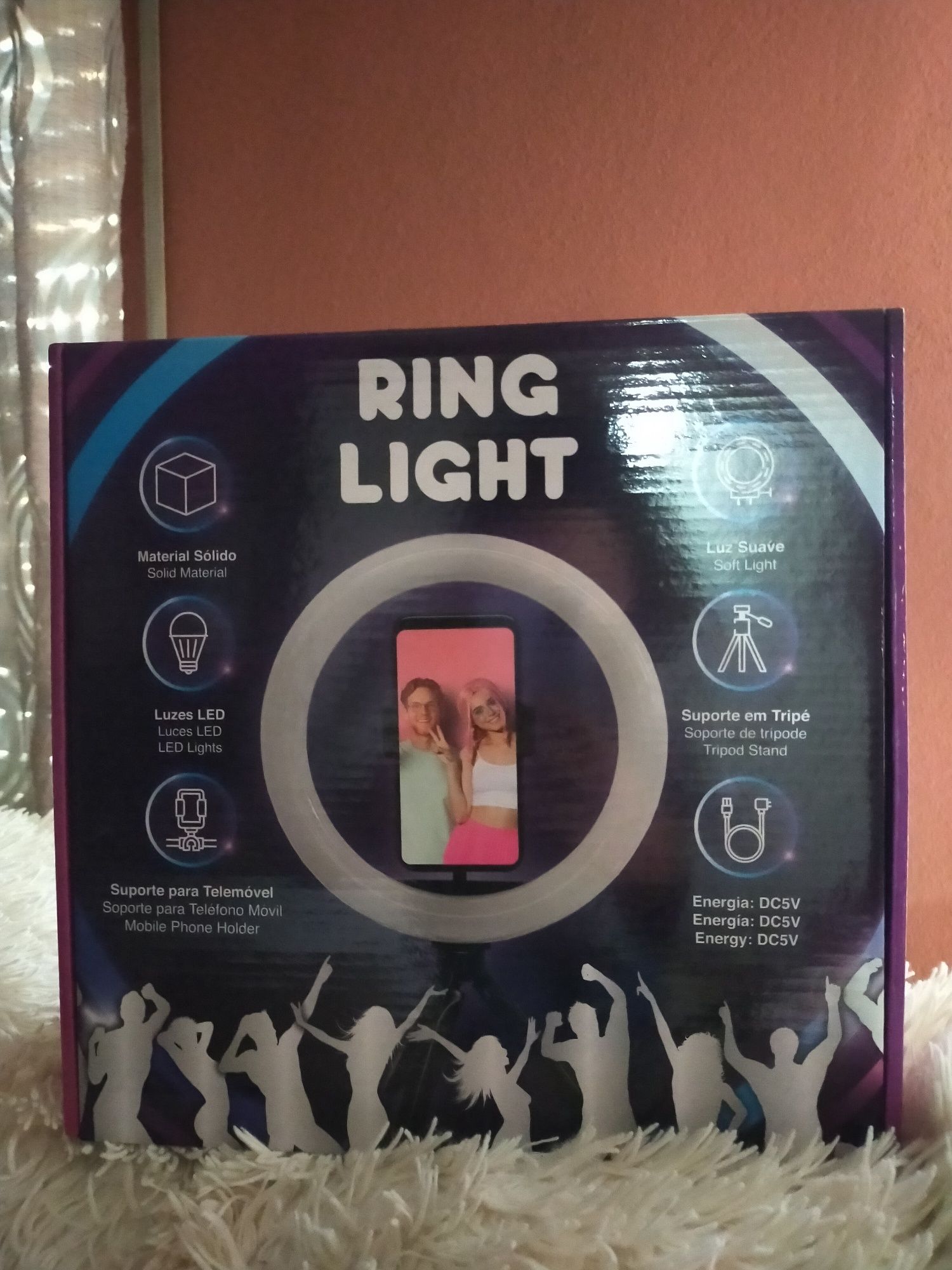 Ring Light LED com Suporte para Telemóvel