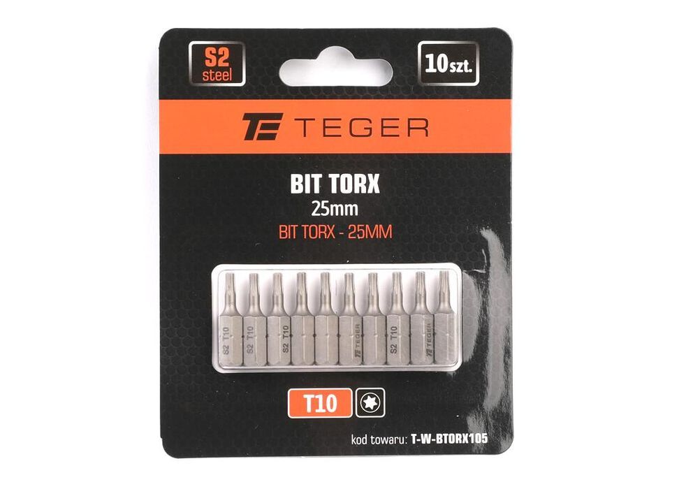 Bit TORX 25 mm/T10 (ZESTAW 10 SZT) / TEGER