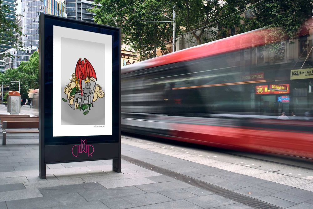 Plakat z motywem dobra i zła ,,Król"