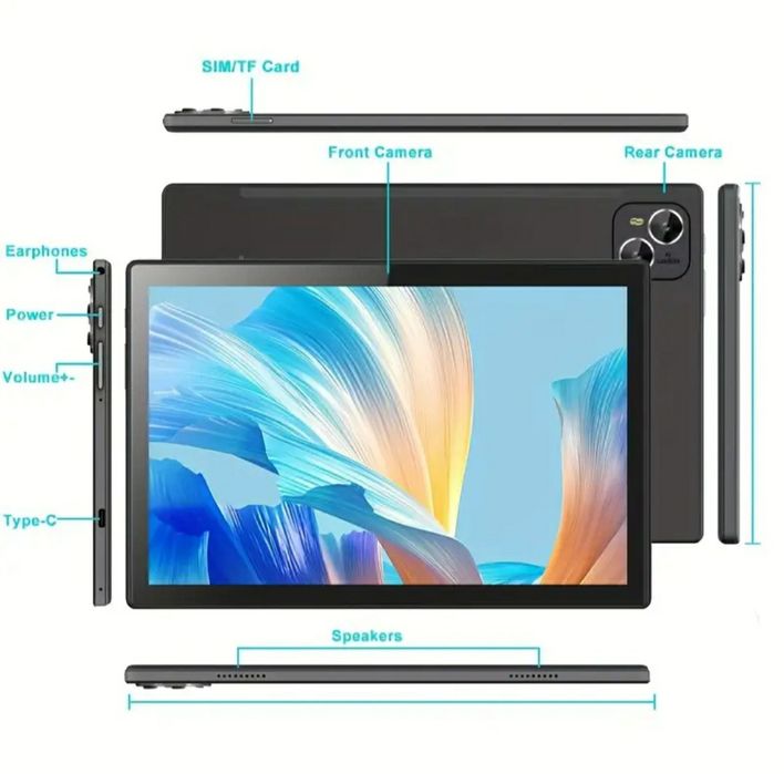 Планшет, 10-дюймовий планшет,  6 ГБ (3+3 ГБ) ОЗУ 128 ГБ. Сім карта!