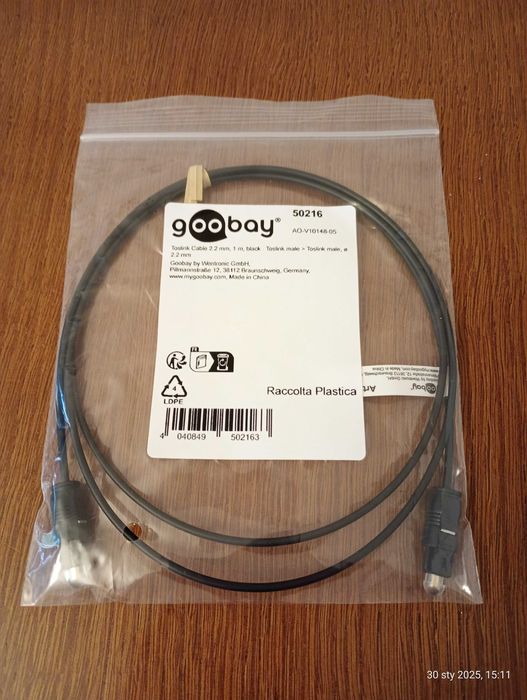 Kabel Toslink audio super cienki 2.2mm optyczny