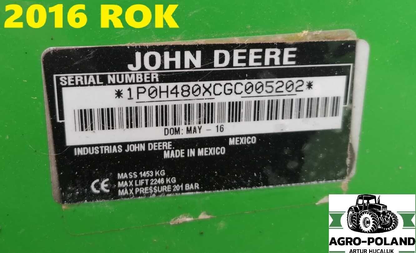 Навантажувач JOHN DEERE H480 - 2016 рік - висота 4,65 м