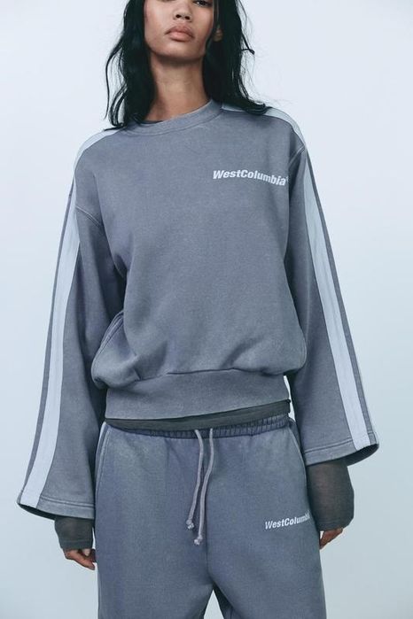 Костюм zara худі з написом та смугами
