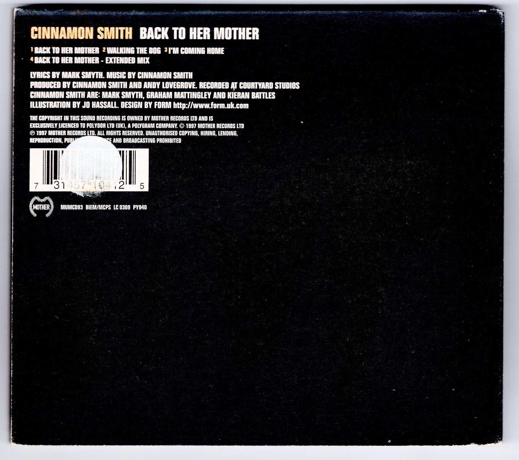 Cinnamon Smith - Back To Her Mother (CD, Singiel)