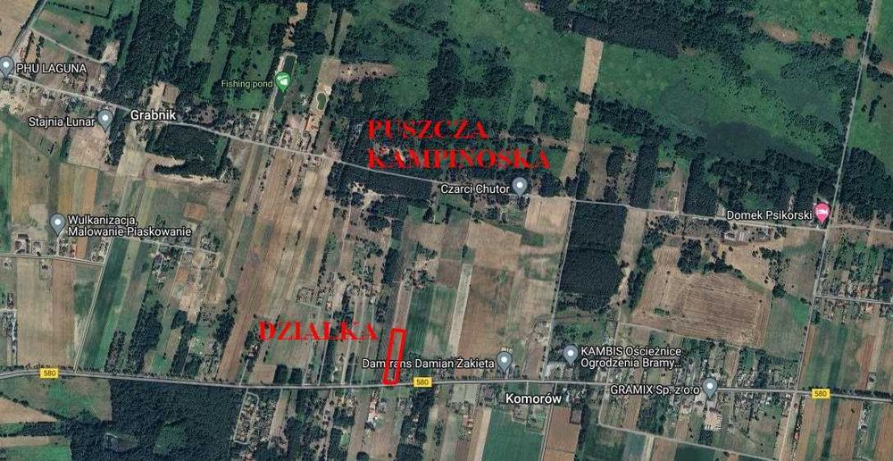Działka 5600 m2 KOMORÓW / KAMPINOS pod Puszczą Kampinoską! KW Marzenie
