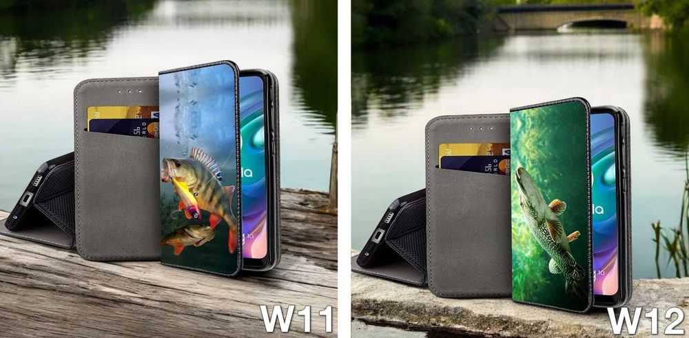 Etui zamykane wędkarskie do iPhone 15 Plus ! Karp szczupak na prezent