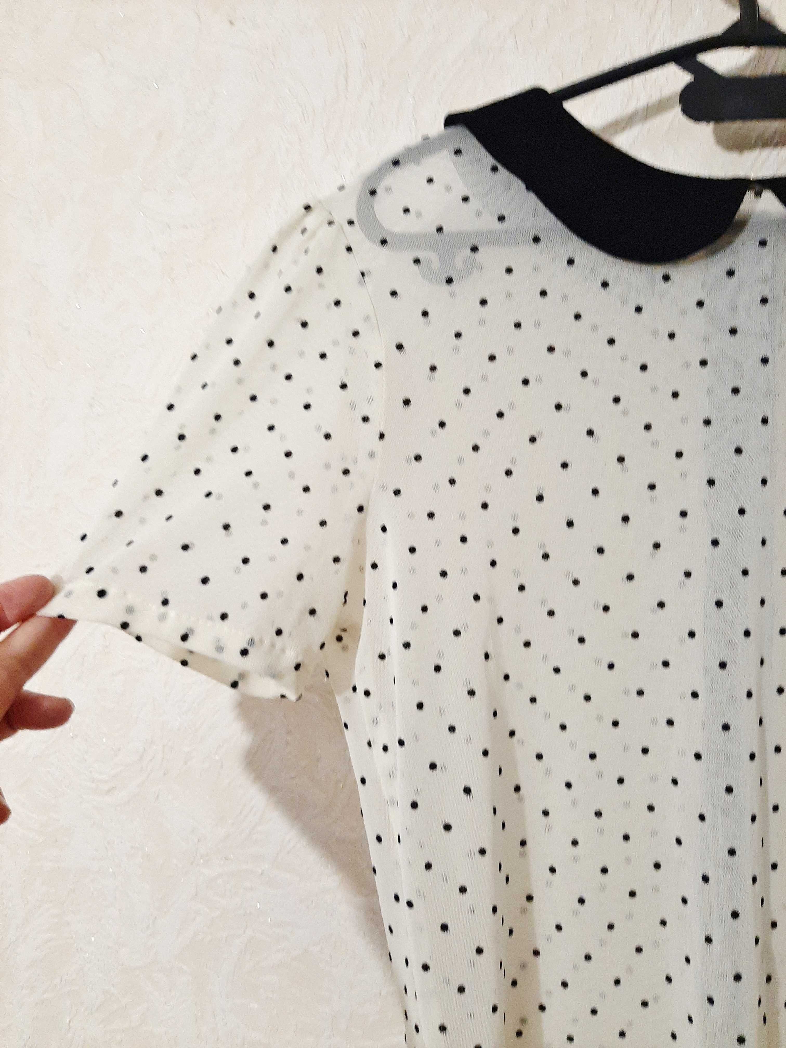 Zara Іспанія блузка біла чорні горохи кофтинка на дівчинку