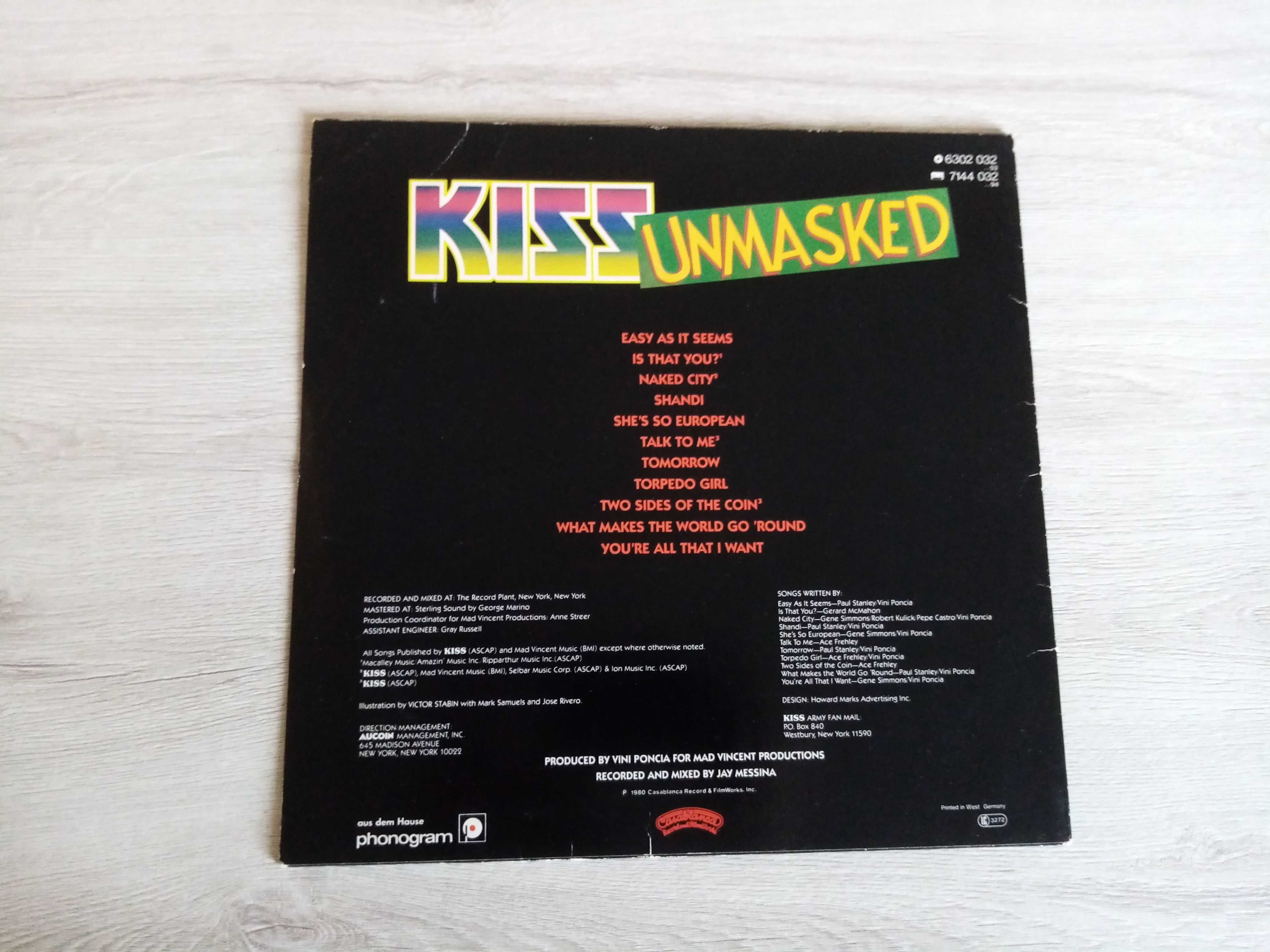 Kiss  Unmasked  LP  WINYL