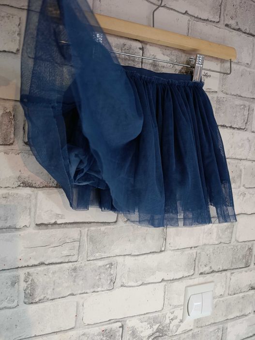 granatowa tiulowa spódniczka galowa spódnica tutu 86-92 z tiulu miękka