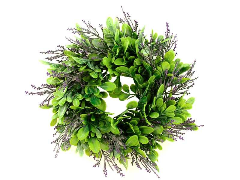 Wianek dekoracyjny gęsty stroik bukszpan 25cm