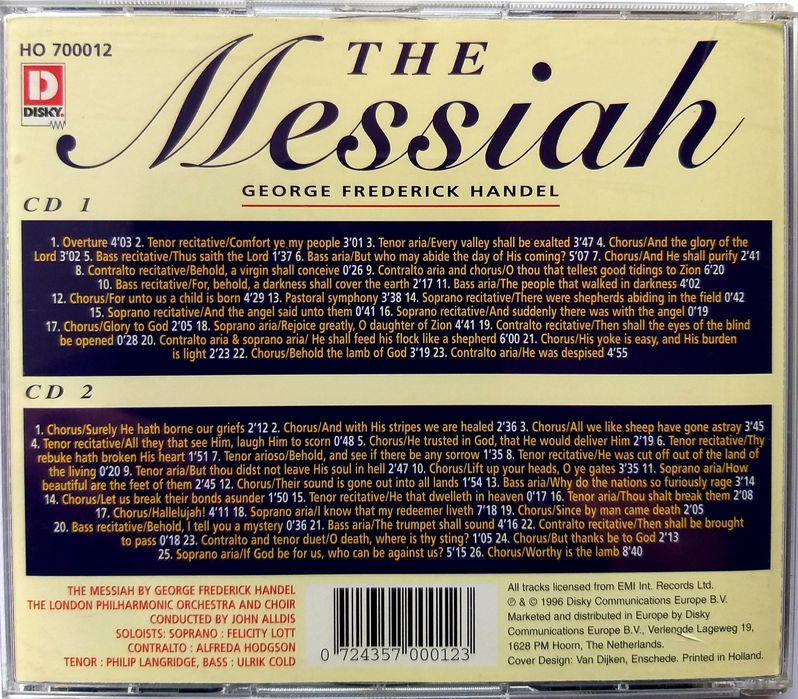 George Handel The Messiah 2CD 1996r