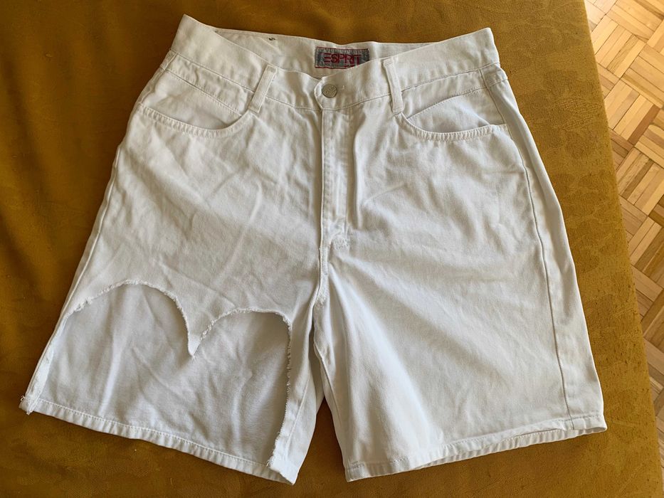 Białe krótkie spodenki jeansowe szorty Esprit roz. XL 42