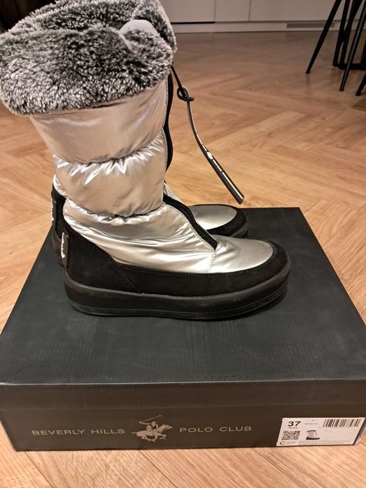 Śniegowce Kozaki Beverly Hills Polo Club 37 srebrne Super ciepłe