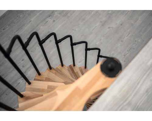 Schody spiralne Pertura Nox buk lite Ø 140 cm czarne 11 stopni